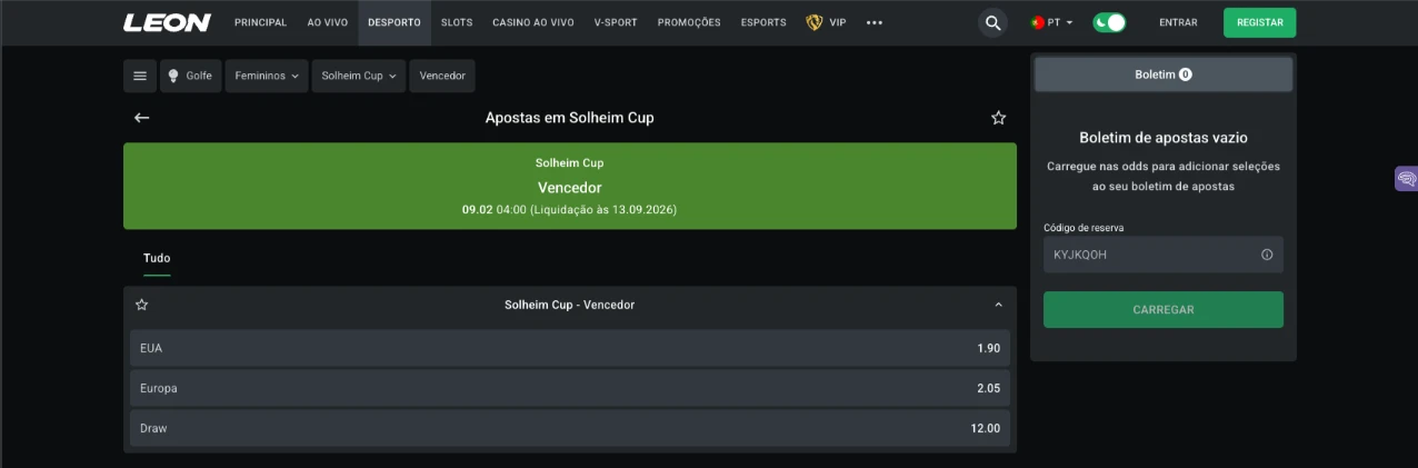 Leon Apostas Golfe Feminino