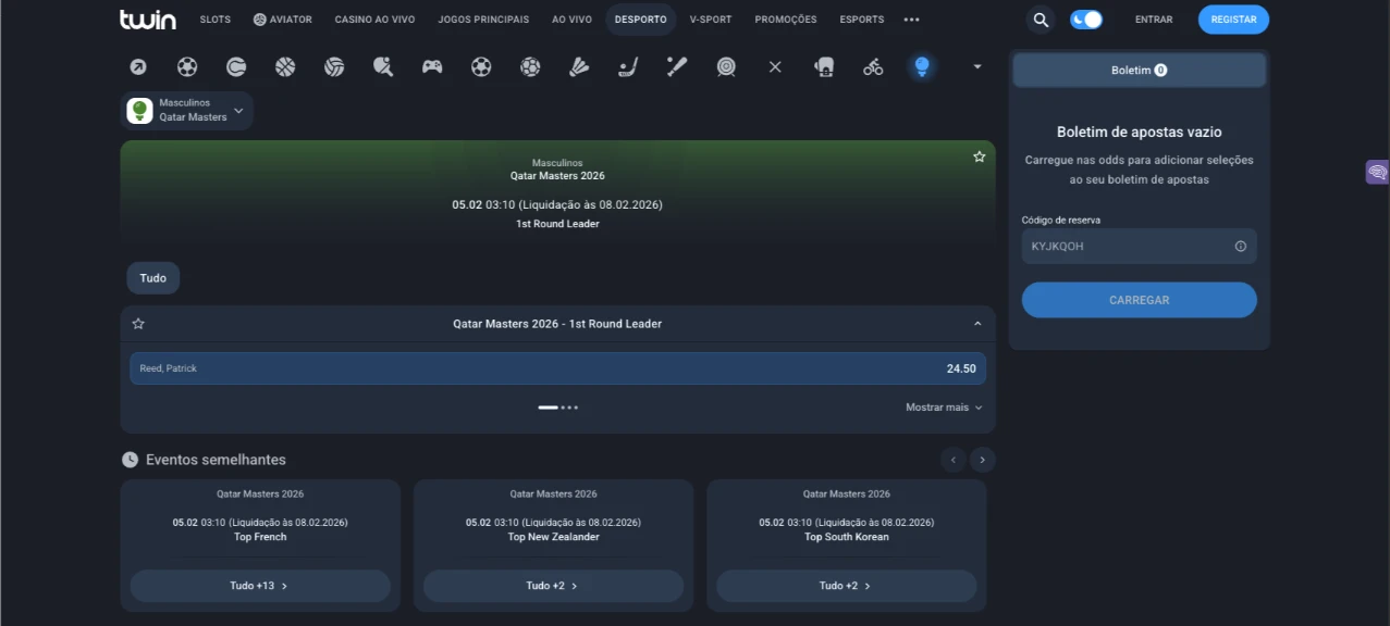 Twin Mercados Especiais Apostas Golfe